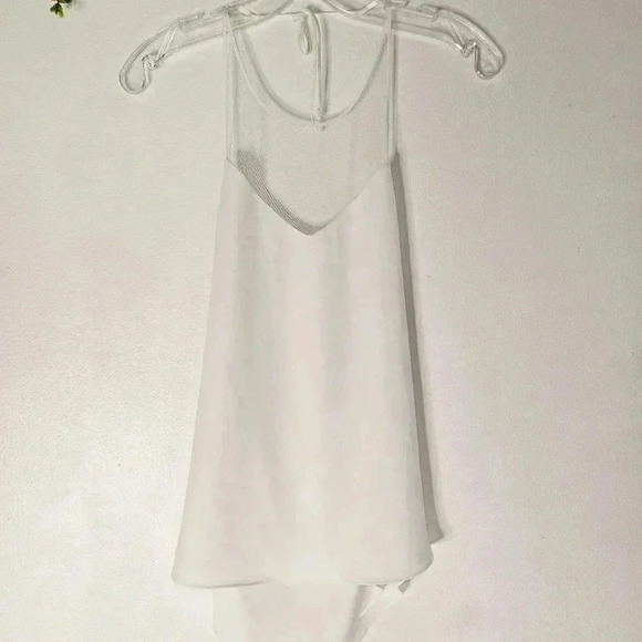 Aritzia Wilfred White Mesh Halter Top Double Linning Stretchy Back Sz  XS/ S - Picture 4 of 9